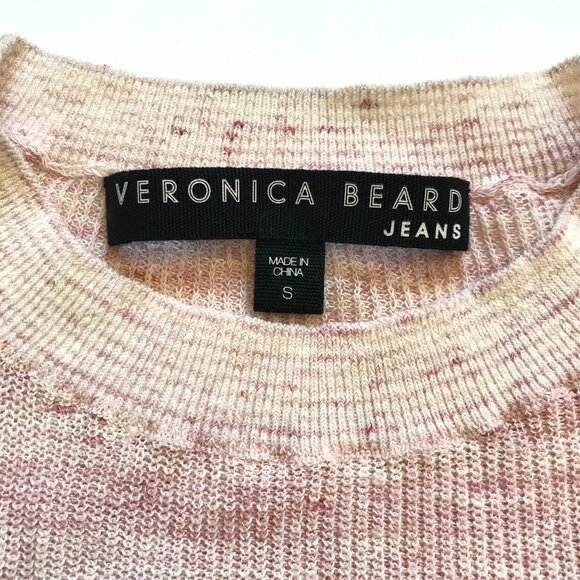 Veronica Beard Celia Sweater Womens Small Pink Crew Neck 3/4 Sleeve Linen Blend - Picture 8 of 13